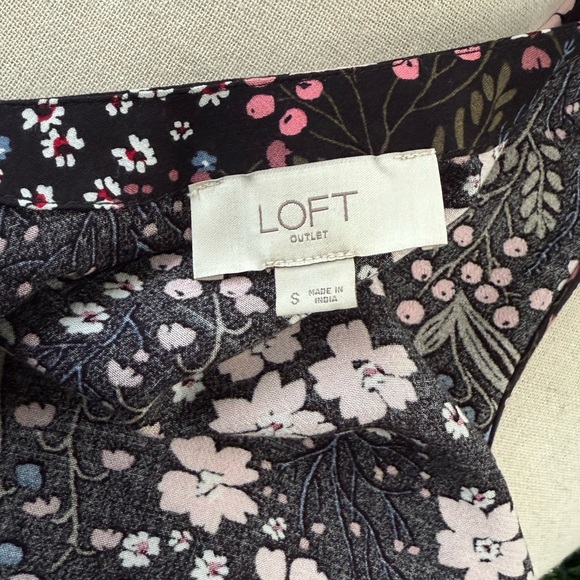 LOFT Outlet Black/Pink Floral Sleeveless Wrap Dress - Picture 2 of 6